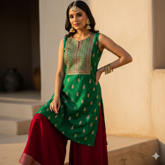 green silk cordset