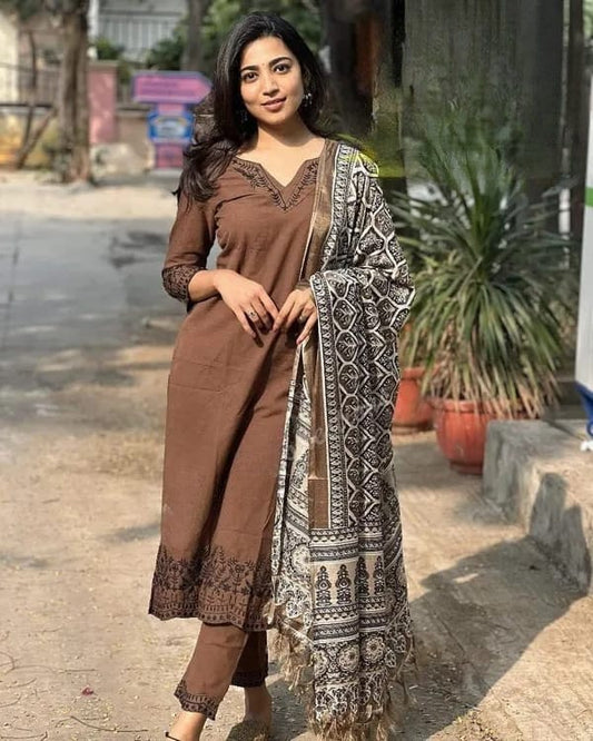 brown cotton chudidhar
